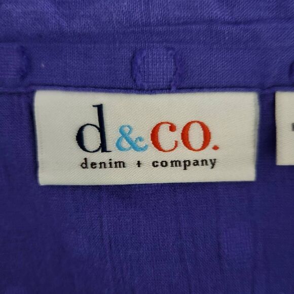 Denim & Co. Purple Swiss Dot Blouse Size Small Purple Button Down Top - Picture 5 of 7